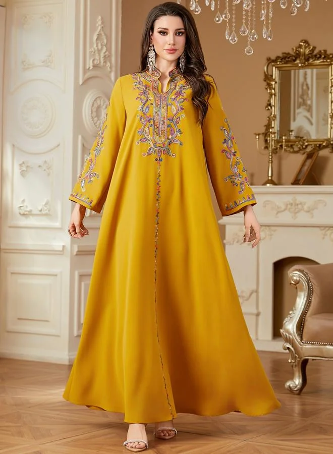 تايك تو جلابية نسائية مطرزة بفتحة رقبة